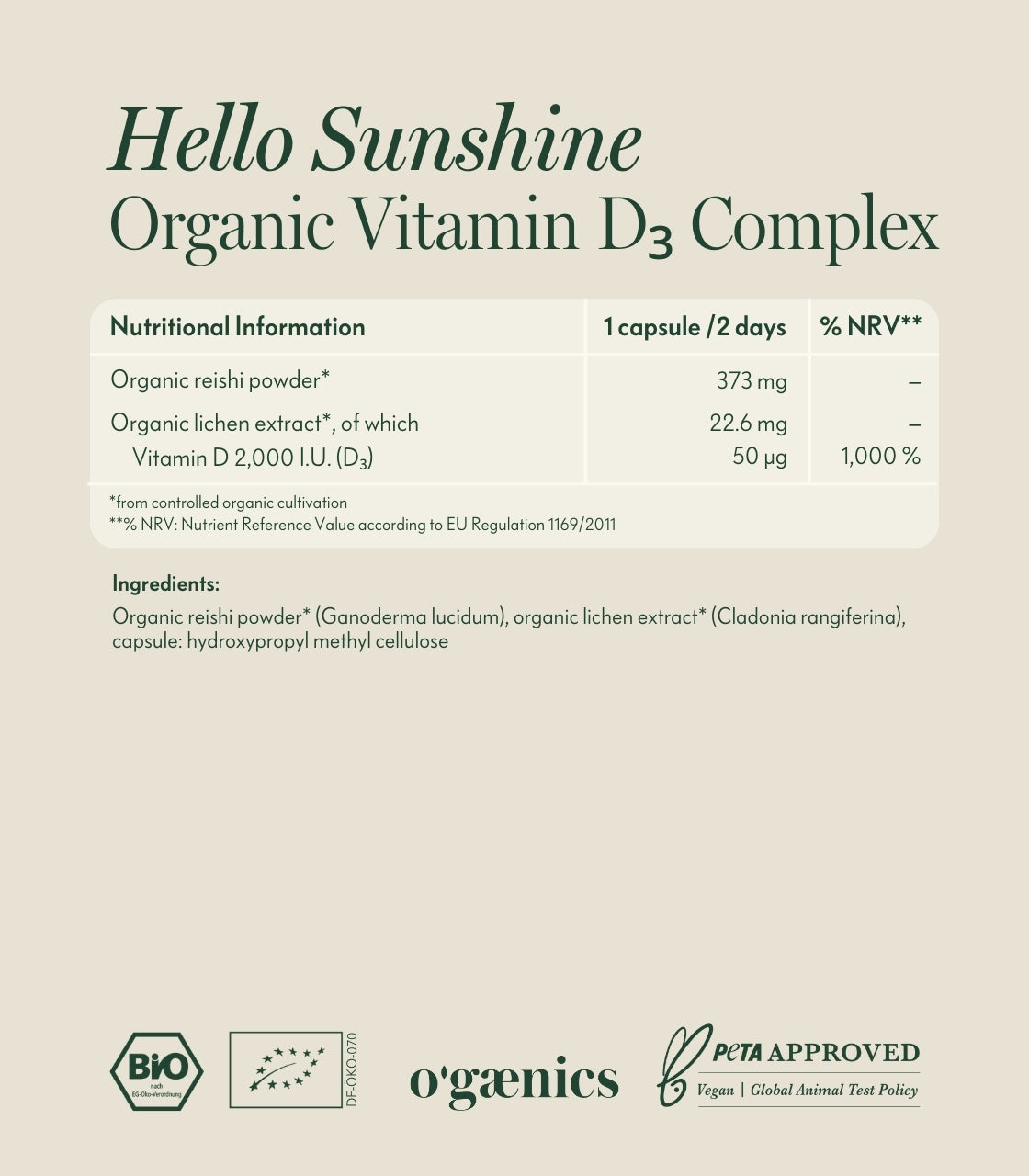 HELLO SUNSHINE VITAMIN D3 KOMPLEX 2.000 I.E.